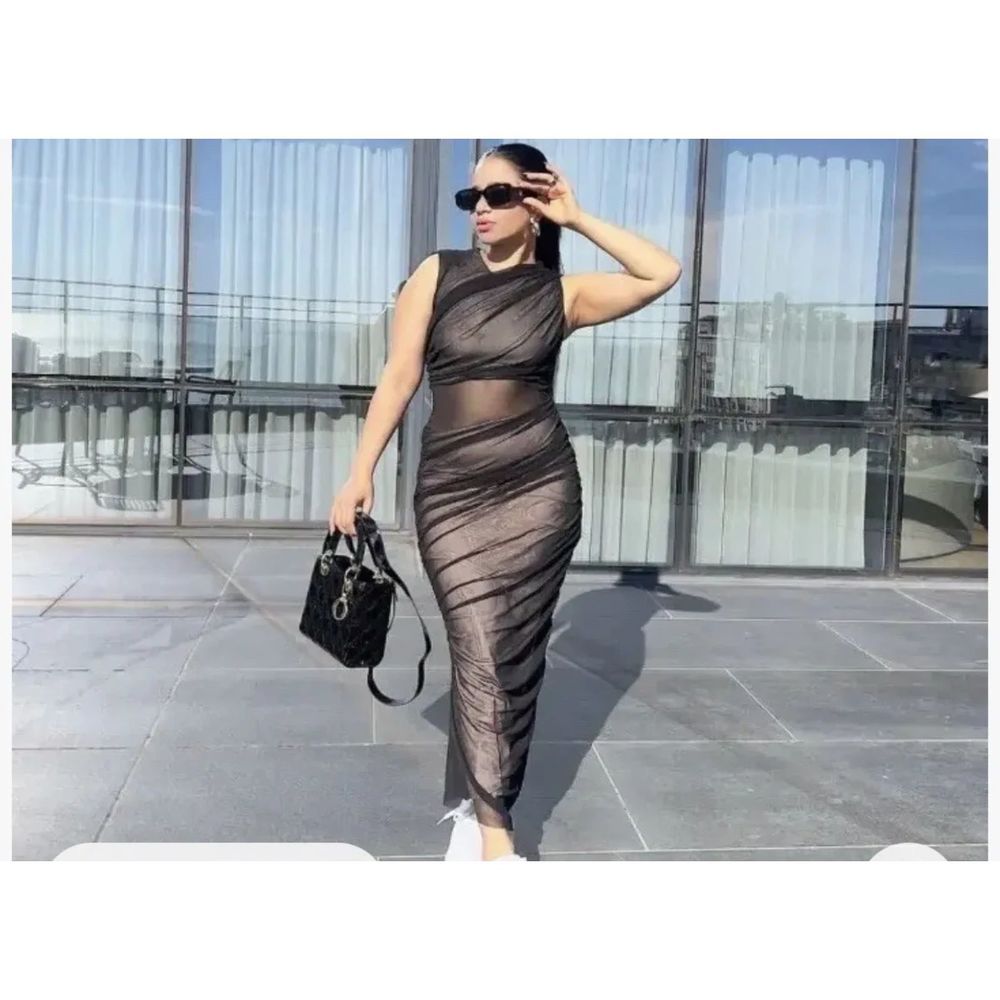 NWT ZARA MIXED TULLE DRESS bloggers favorite